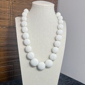 J Crew Snowball Orb White Graduated Seed Bead Balls Gold Tone Necklace